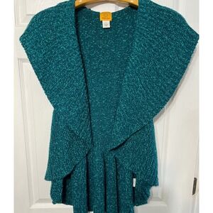 Ruby Rd. Teal Green Knit Open Front Sleeveless Cardigan Size Large‎